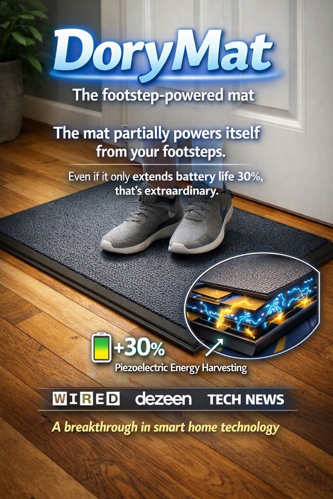 DoryMat footstep-powered piezoelectric energy harvesting